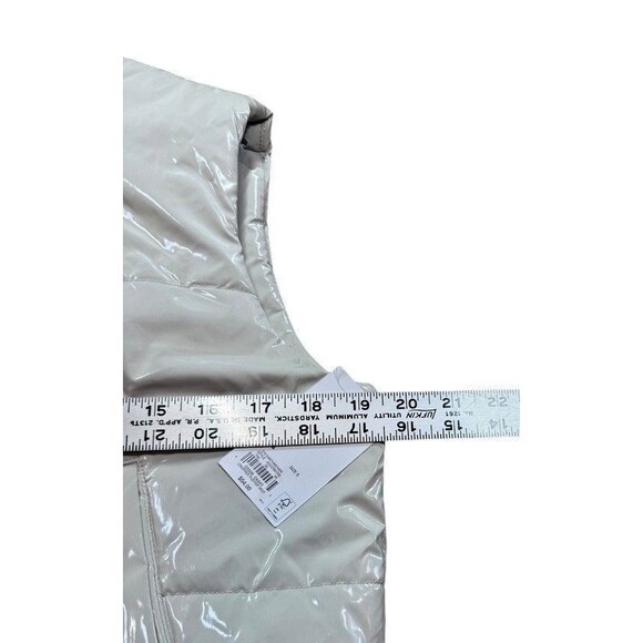 SO Quilted Puffer  Vest Women's Size Small Cropped Shiny - White/Cream - NWT - Picture 6 of 7